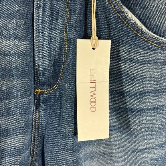 DRIFTWOOD BLUE-BELLE FLEUR EMBROIDERED WIDE LEG JEANS NWT SIZE 28 - Picture 7 of 9